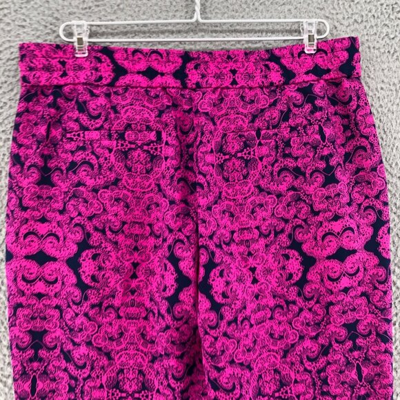 Ann Taylor Pants Womens 10 Pink Lace Print Cropped Jogger Tapered Leg Pockets - Picture 4 of 13